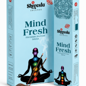 Shivesta Premium Mind Fresh Incense Sticks in elegant blue packaging with incense holder, manufactured in India for bulk wholesale, OEM, private label, and global export.